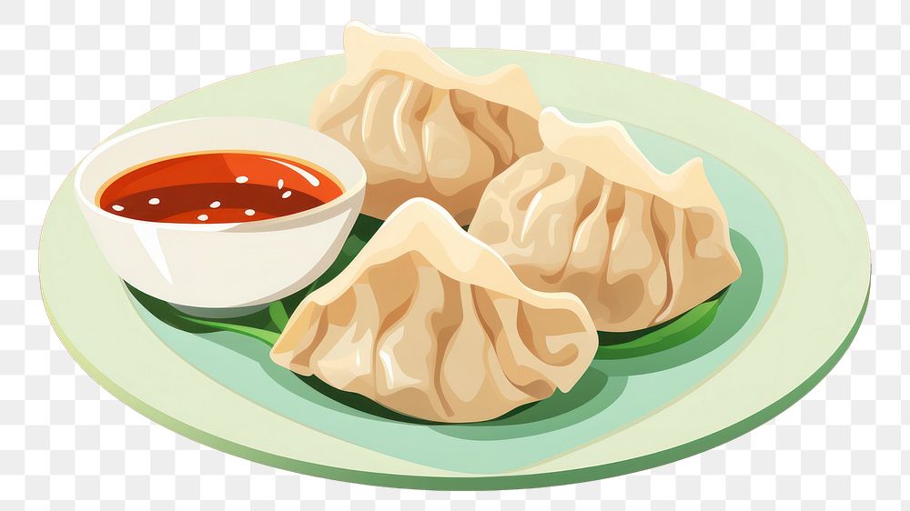 PNG Chinese dumpling plate food meal. AI generated Image by rawpixel.