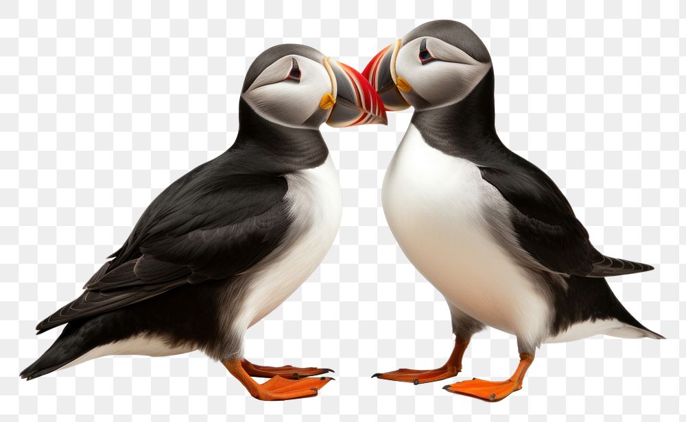 PNG 2 Puffin kissing puffin animal nature. AI generated Image by rawpixel.