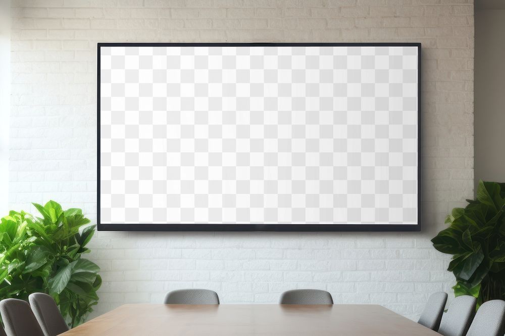 Meeting room TV png mockup, transparent design