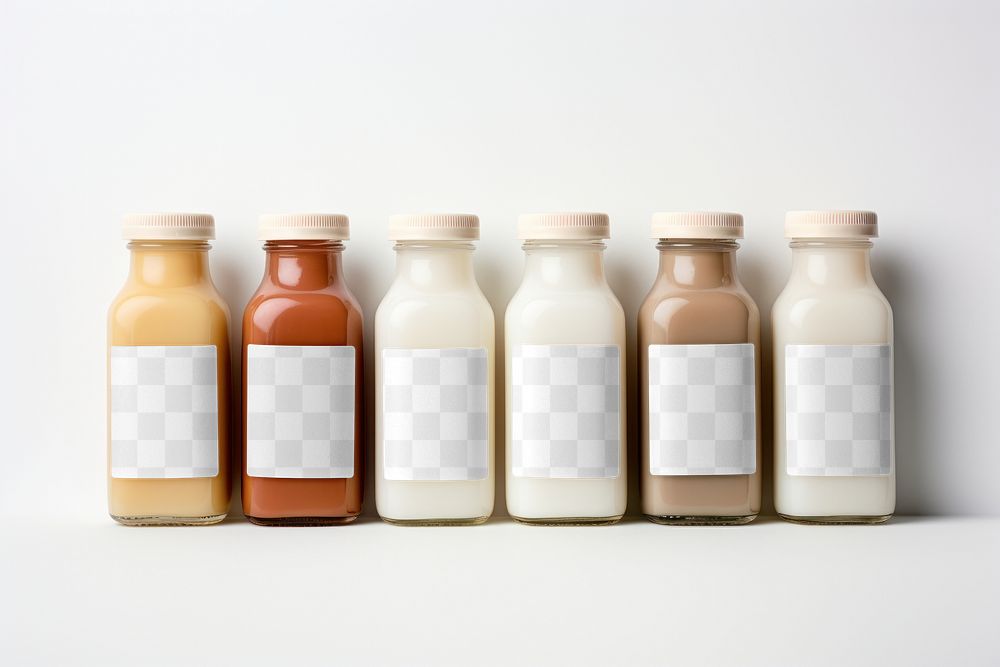 Milk bottle png mockup, transparent design