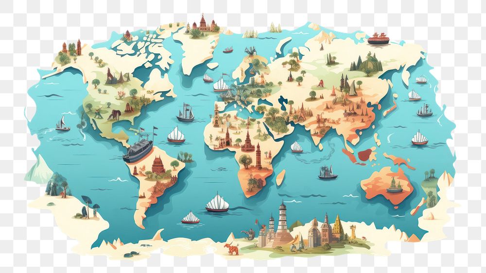 PNG World map Vector illustration outdoors world sea. AI generated Image by rawpixel.