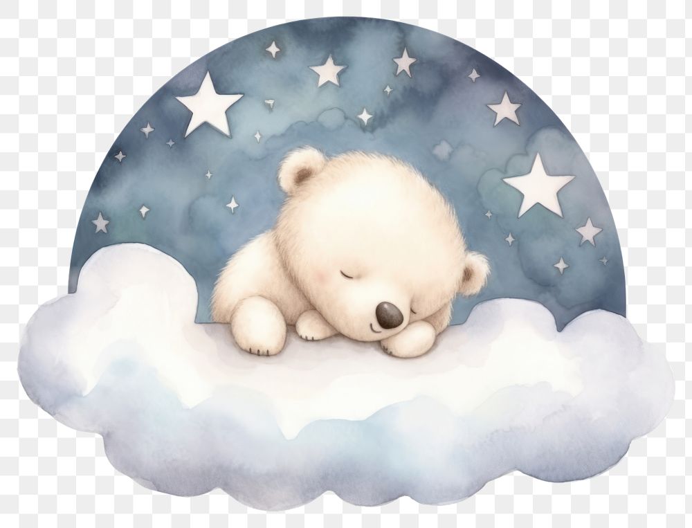 PNG Cute white baby bear sleeping nature mammal. AI generated Image by rawpixel.