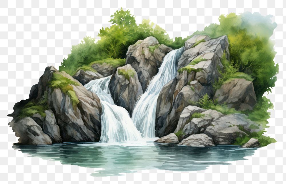PNG Waterfall outdoors nature stream. AI generated Image by rawpixel.