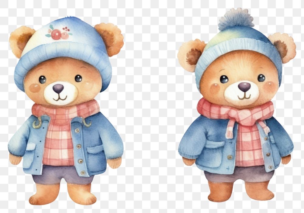 PNG Cute bear winter fashion doll toy white background. AI generated Image by rawpixel.