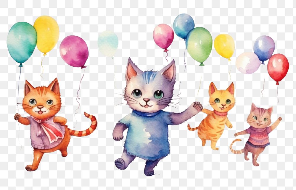 PNG Cute cat run balloon mammal animal. AI generated Image by rawpixel.