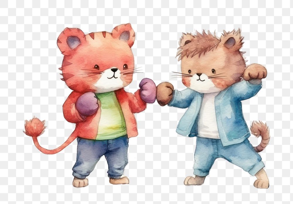 PNG Cute cats boxing toy representation togetherness. AI generated Image by rawpixel.