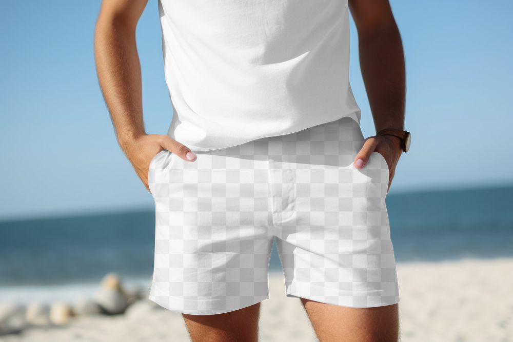 Men's shorts png, transparent mockup