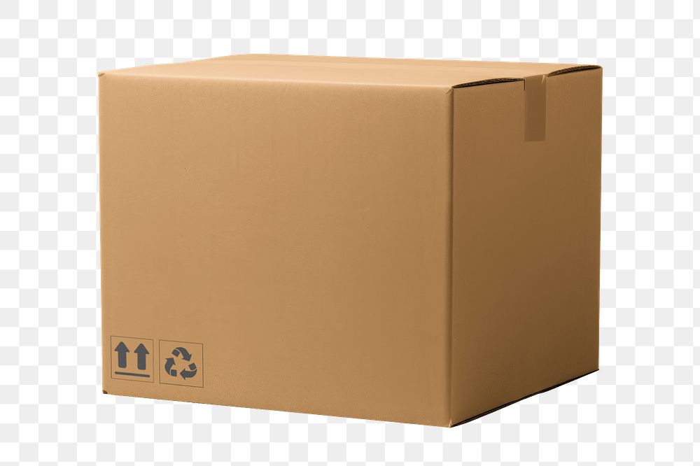 Cardboard box png, packaging design, transparent background