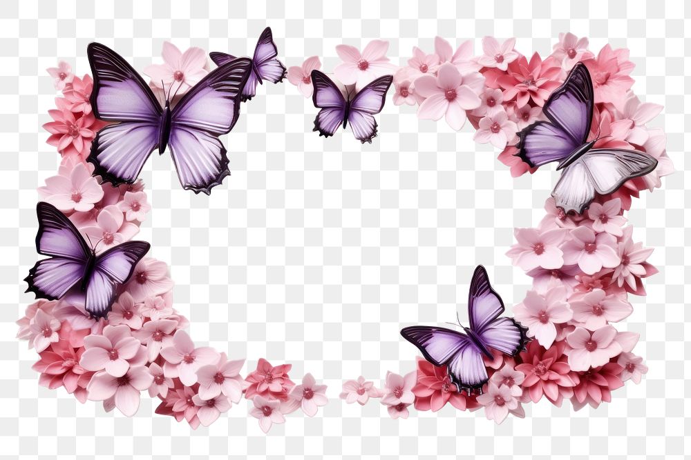 PNG Butterfly flowers petal plant white background. AI generated Image by rawpixel.