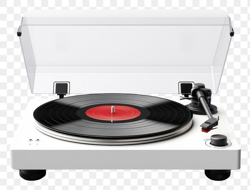 PNG Vinyl player electronics white background gramophone. AI generated Image by rawpixel.