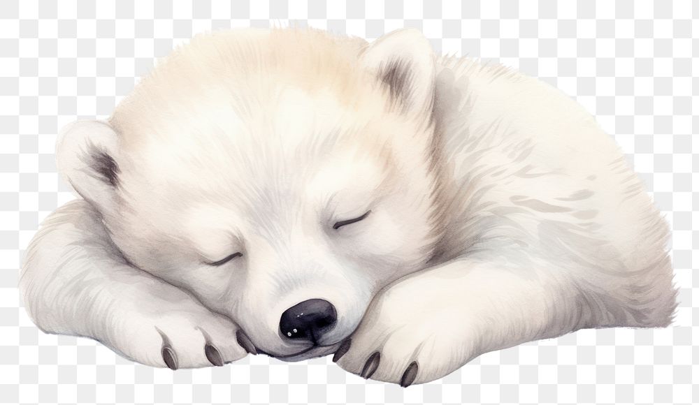 PNG Baby polar bear characters sleep animal mammal white. AI generated Image by rawpixel.