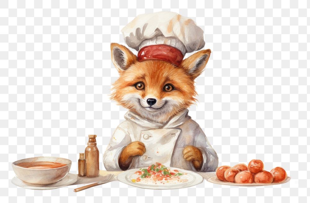 PNG Fox selling pasta mammal animal food. AI generated Image by rawpixel.