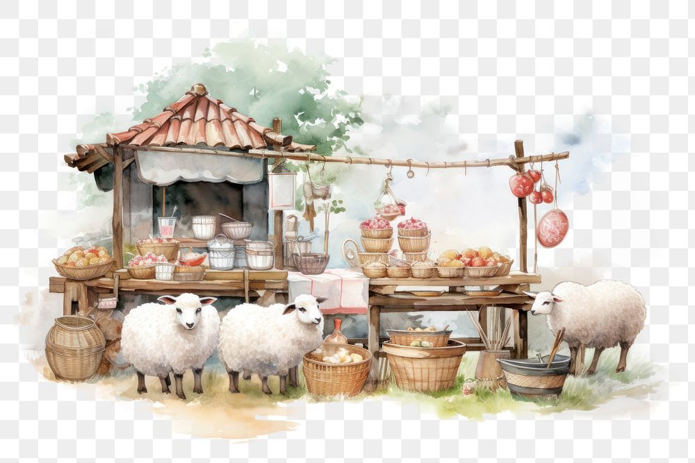 PNG Sheep selling korean food livestock outdoors mammal. AI generated Image by rawpixel.