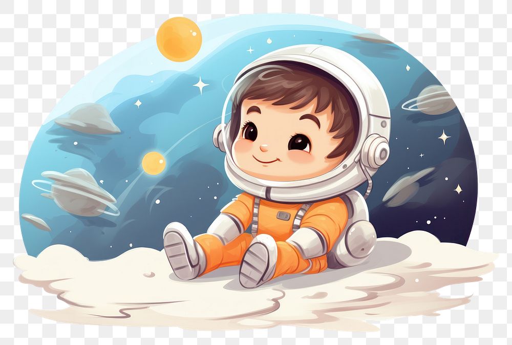 PNG Cartoon astronaut cute publication. AI generated Image by rawpixel.