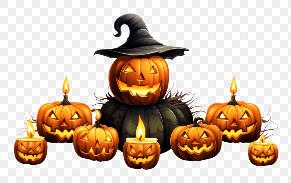 PNG Halloween pumpkins candle anthropomorphic jack-o'-lantern. AI generated Image by rawpixel.