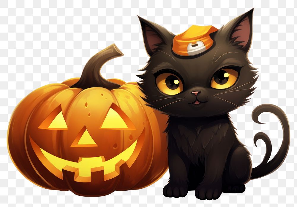 PNG Halloween pumpkin mammal black. AI generated Image by rawpixel.
