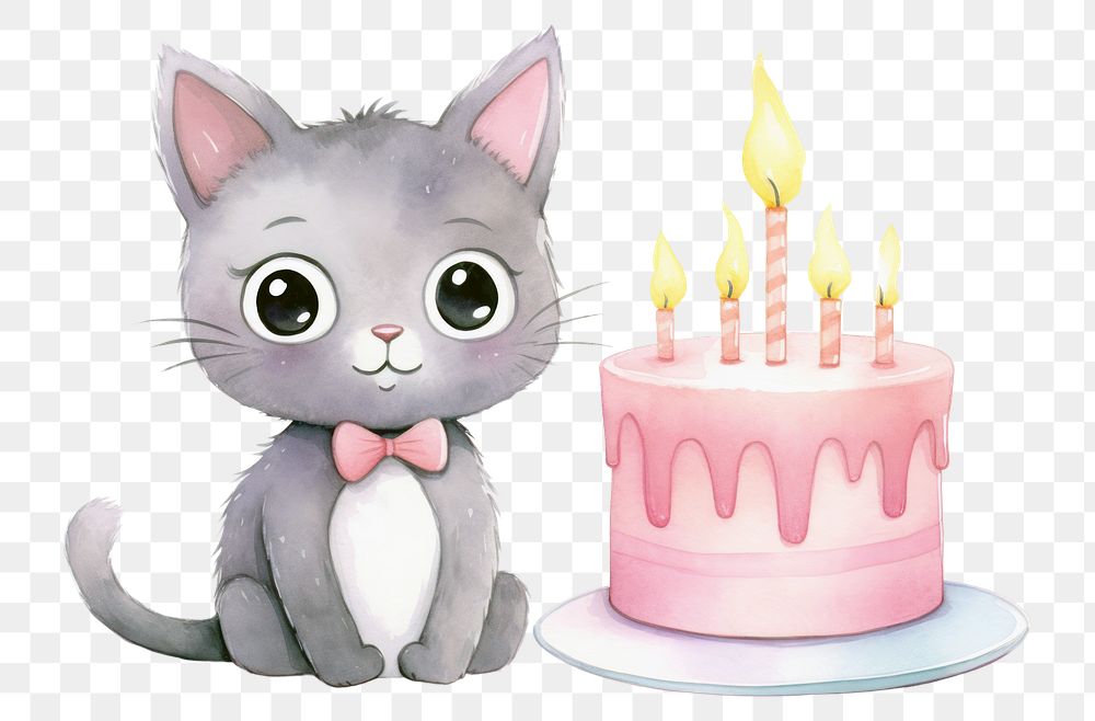 PNG Cat cake birthday dessert. AI generated Image by rawpixel.