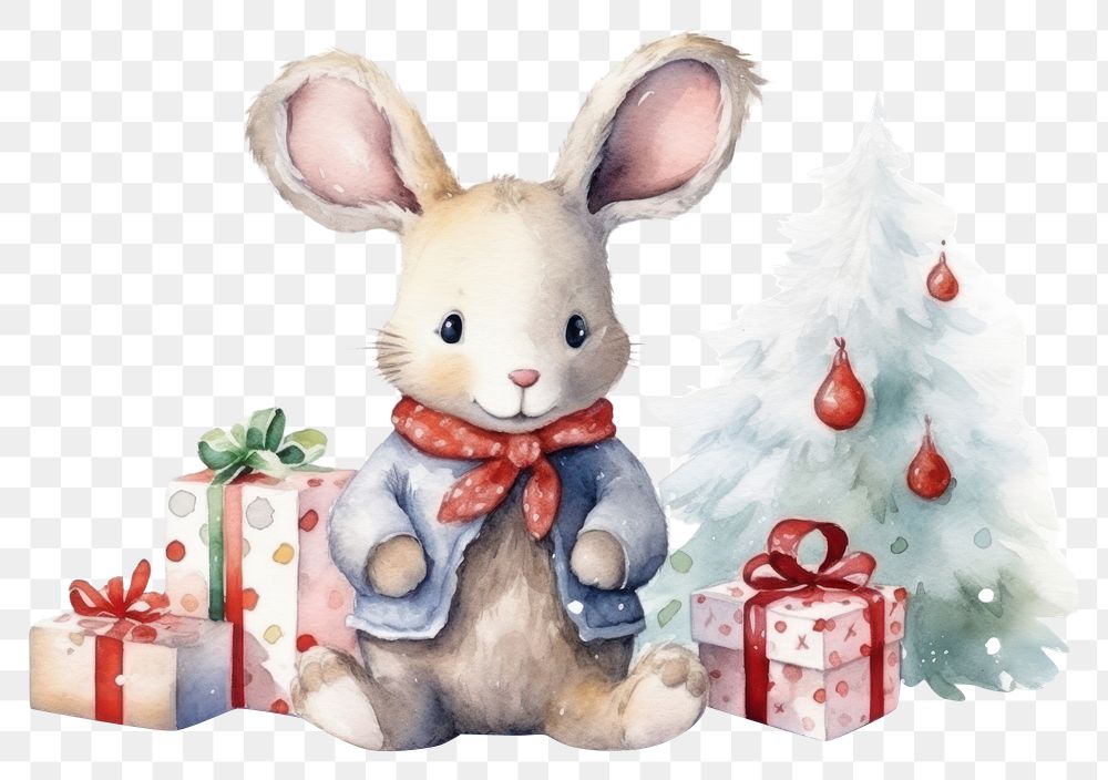 PNG A rabbit christmas toy representation. AI generated Image by rawpixel.