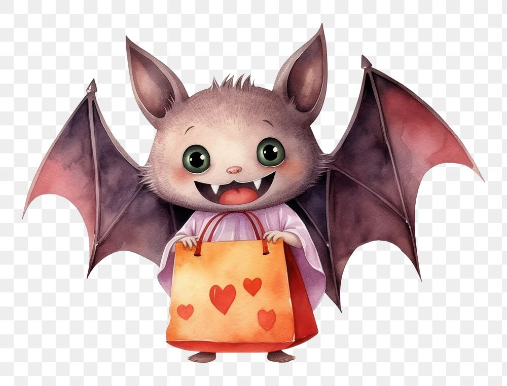 PNG Bat holding shopping bag cartoon animal mammal. 