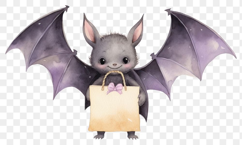 PNG Bat holding shopping bag handbag animal mammal. AI generated Image by rawpixel.