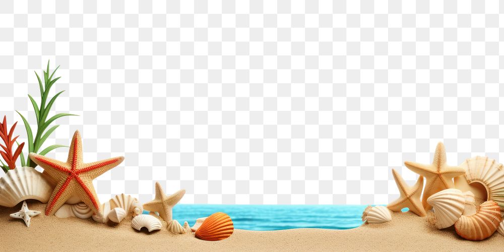 PNG Beach border seashell outdoors white background