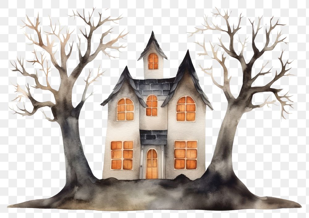 PNG Haunted house architecture building cartoon. AI generated Image by rawpixel.