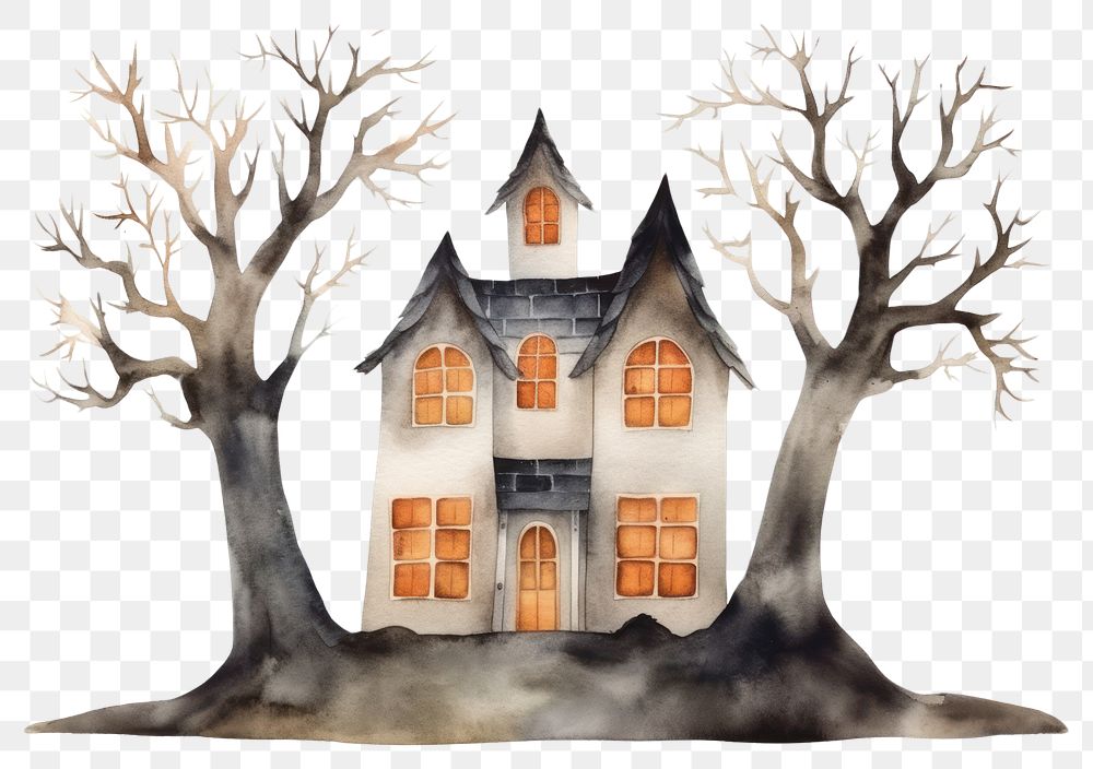 PNG Haunted house architecture building cartoon. 