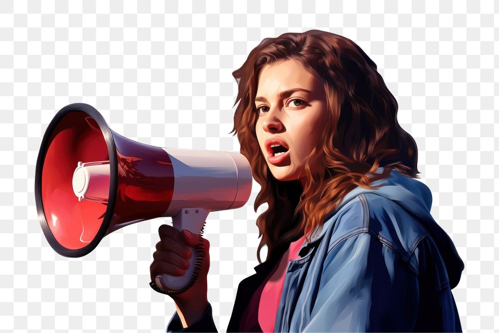 PNG Megaphone shouting white background technology. AI generated Image by rawpixel.
