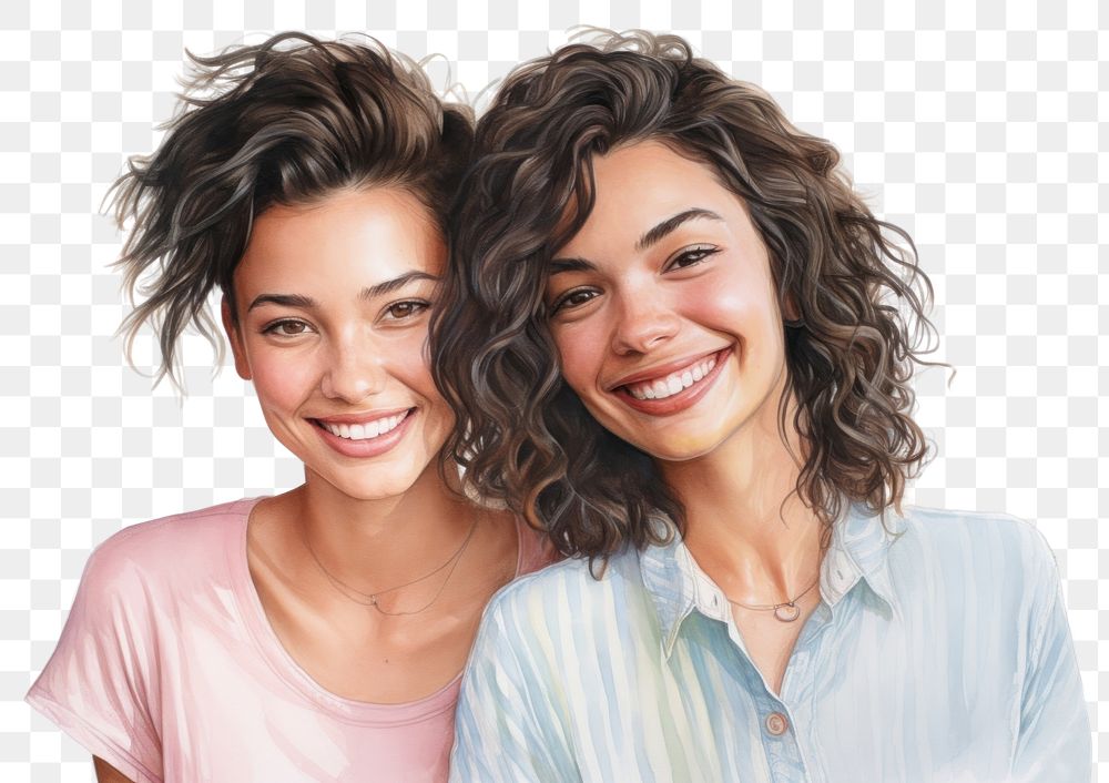 PNG  Two woman college student laughing smile adult. AI generated Image by rawpixel.
