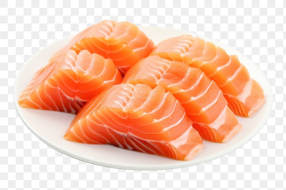 PNG Salmon sashimi salmon seafood plate. AI generated Image by rawpixel.