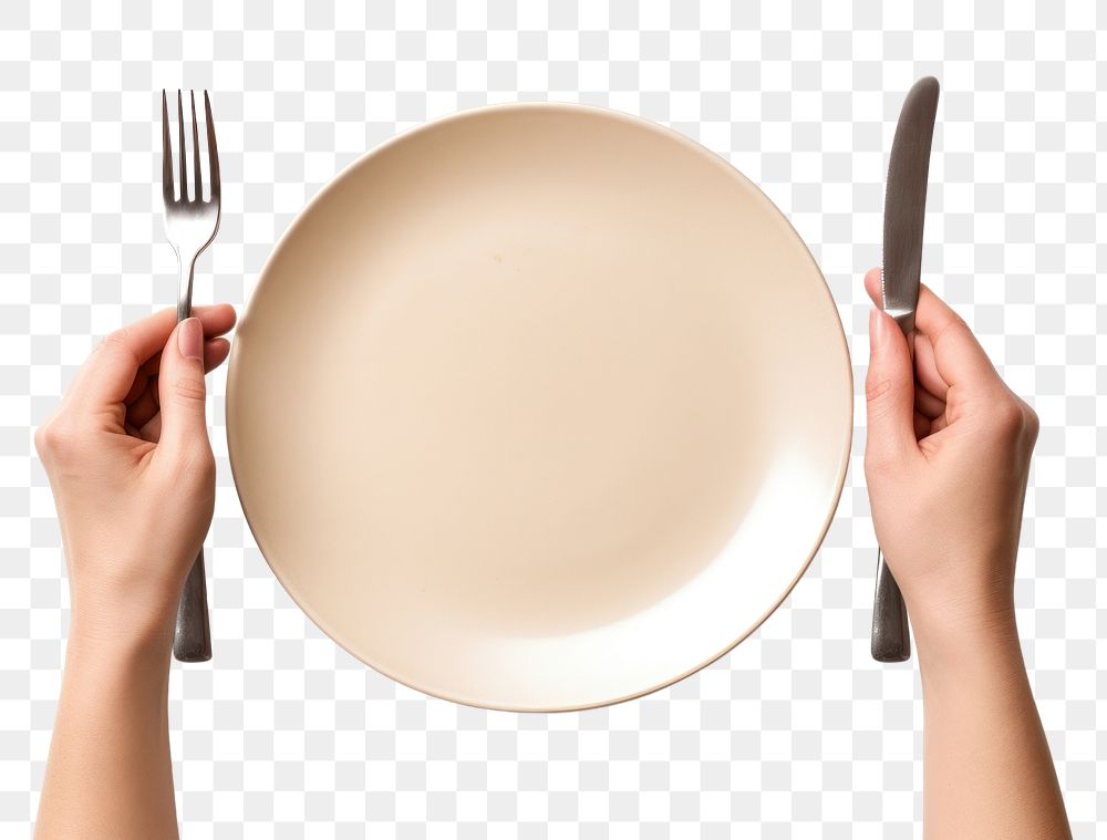 PNG Plate knife fork holding. AI generated Image by rawpixel.