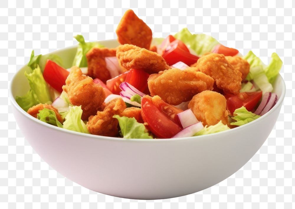 PNG Fried chicken salad bowl food meal. 