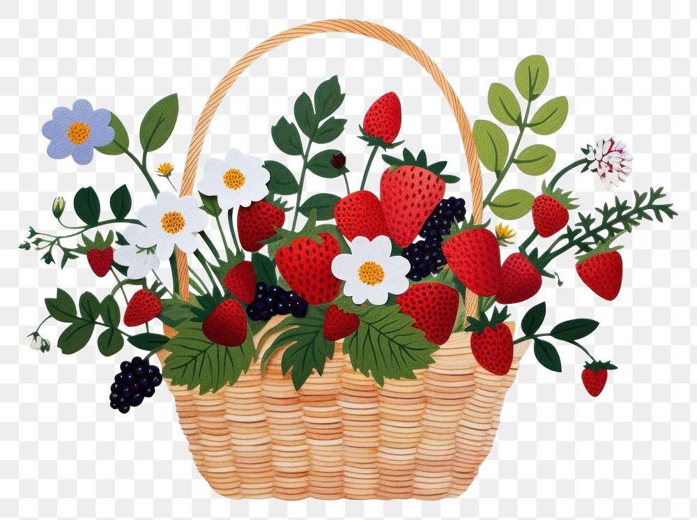 PNG Berries basket strawberry flower plant. AI generated Image by rawpixel.