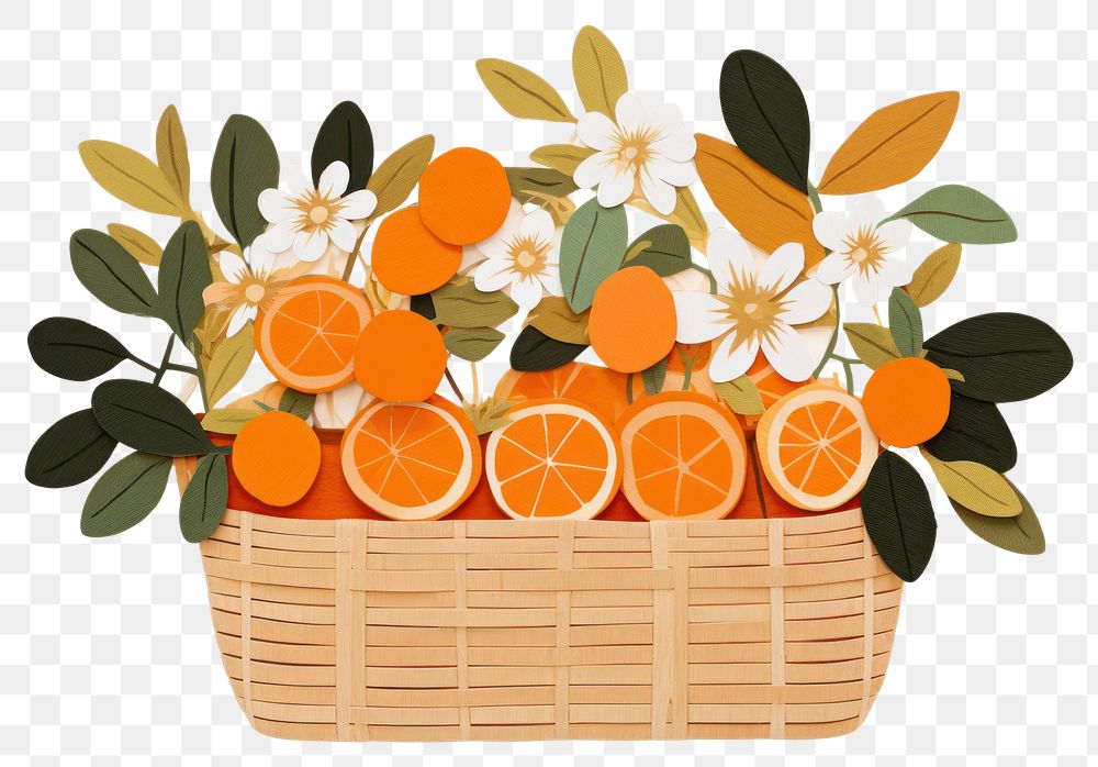 PNG Orange basket grapefruit plant food. AI generated Image by rawpixel.