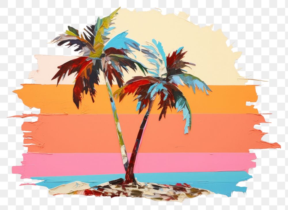 PNG Palm tree art painting plant. AI generated Image by rawpixel.