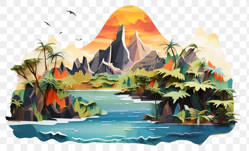 PNG Tropical iceland art painting nature. AI generated Image by rawpixel.