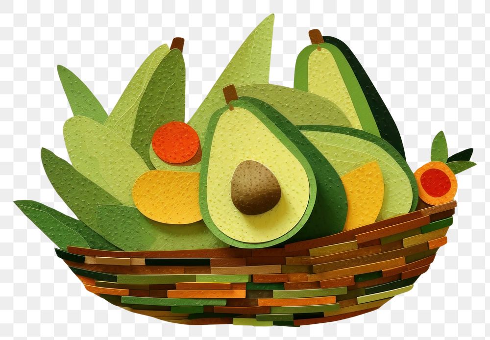 PNG Avocado basket craft plant food. 