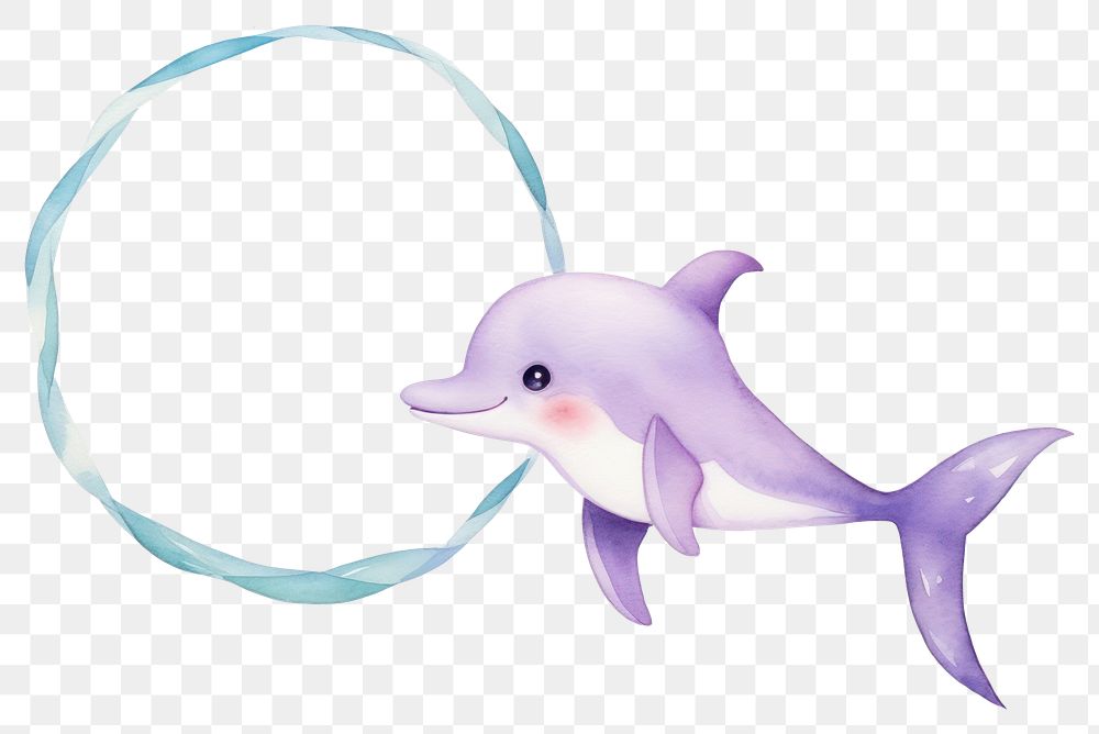 PNG Dolphin play hula hoop animal cartoon mammal. AI generated Image by rawpixel.