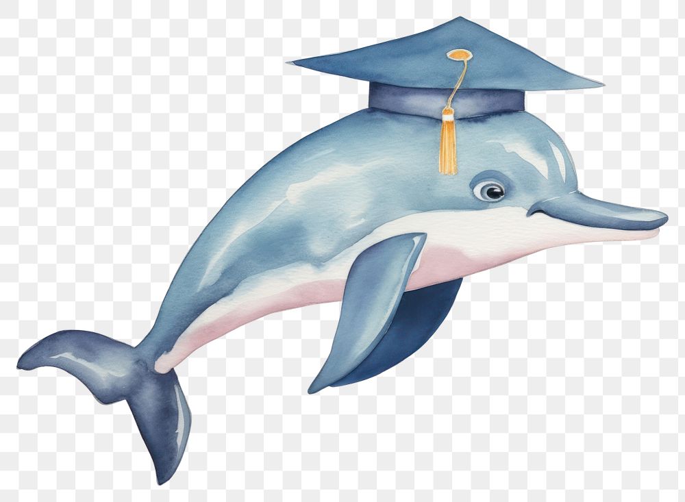 PNG Dolphin student animal cartoon mammal. AI generated Image by rawpixel.