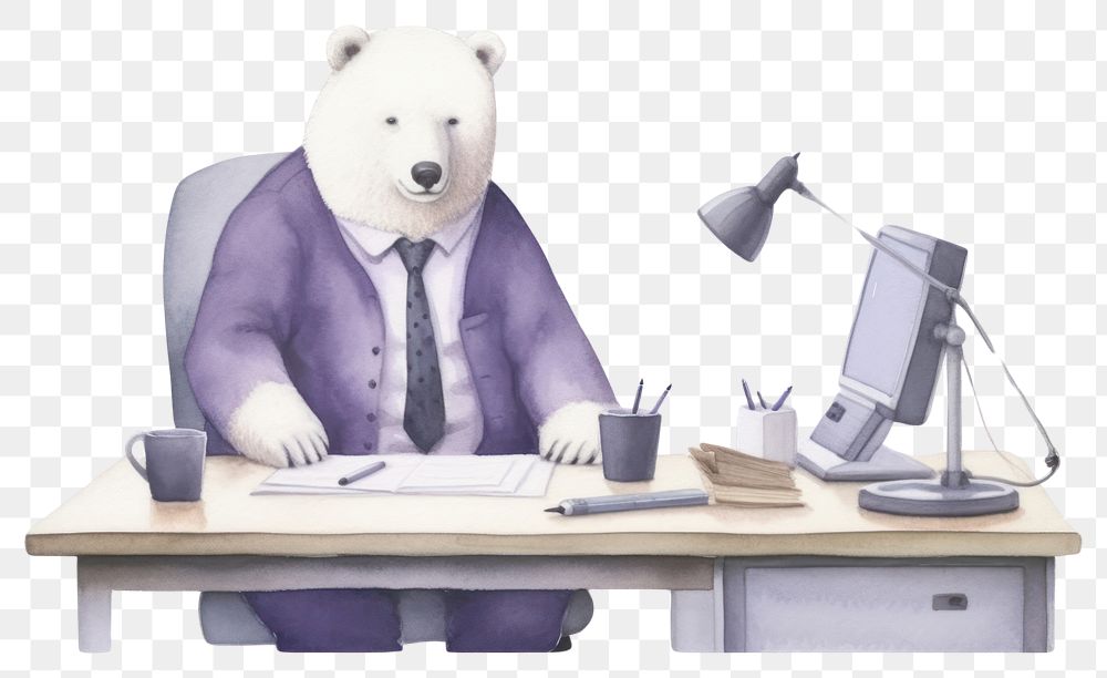 PNG Table bear furniture computer. AI generated Image by rawpixel.