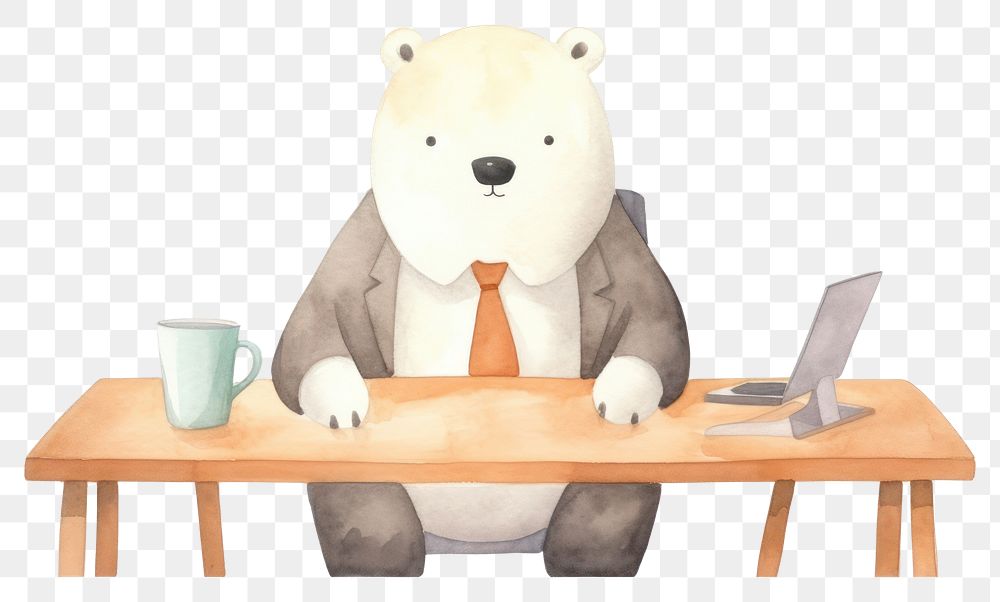 PNG Table furniture cartoon bear. 