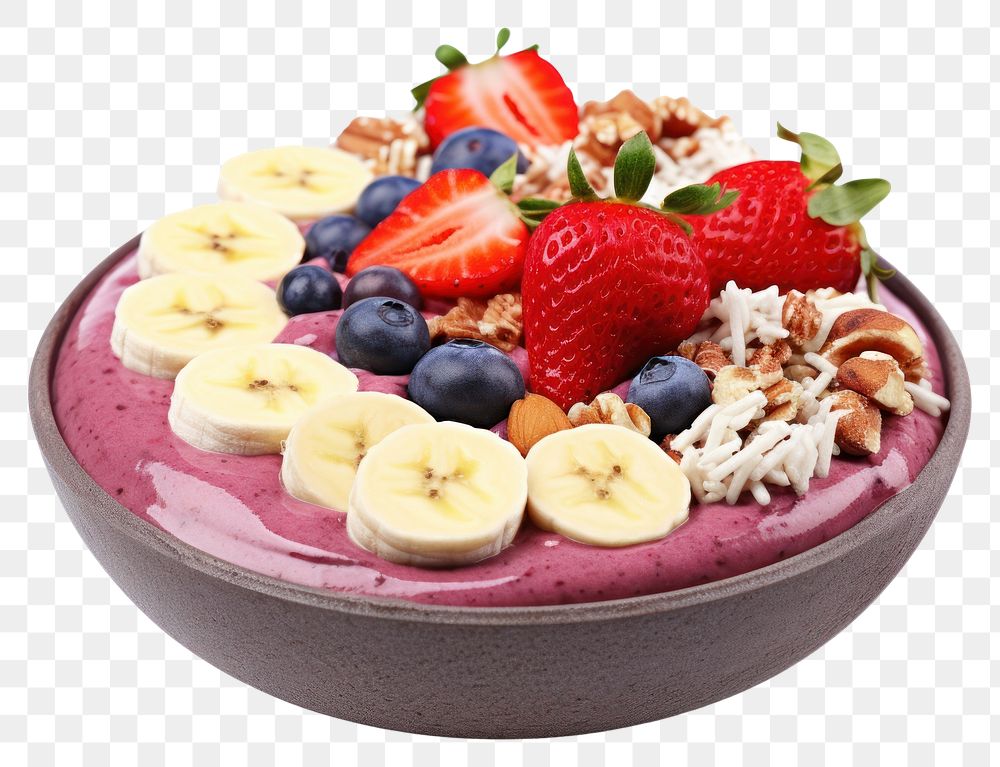 PNG  Healthy Acai Smoothie Bowl bowl blueberry fruit. AI generated Image by rawpixel.