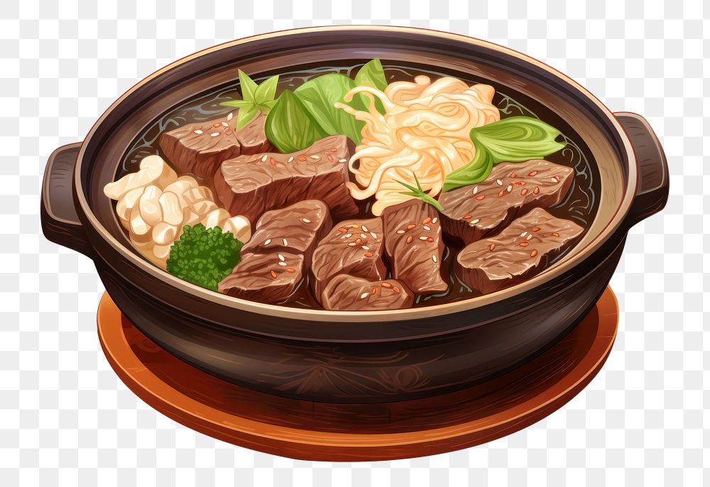 PNG Japanese sukiyaki food meal stew. AI generated Image by rawpixel.