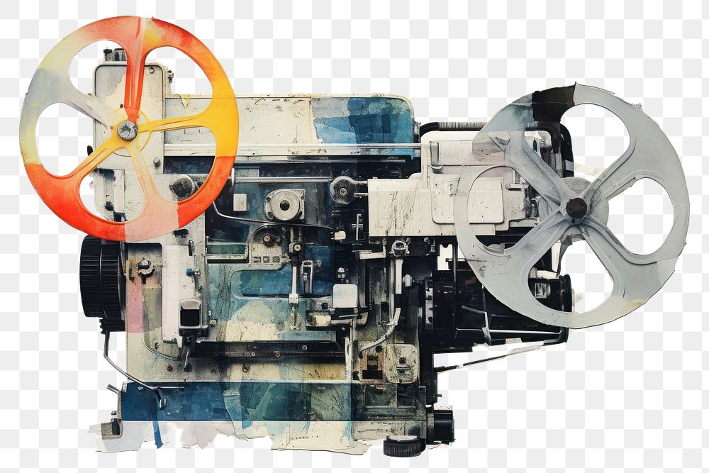 PNG  Film movie camera machine wheel electronics. AI generated Image by rawpixel.