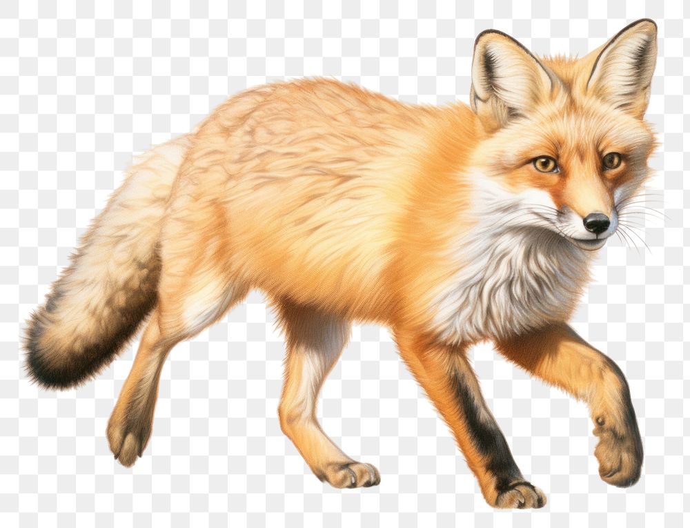 PNG  Running fox wildlife animal mammal. AI generated Image by rawpixel.
