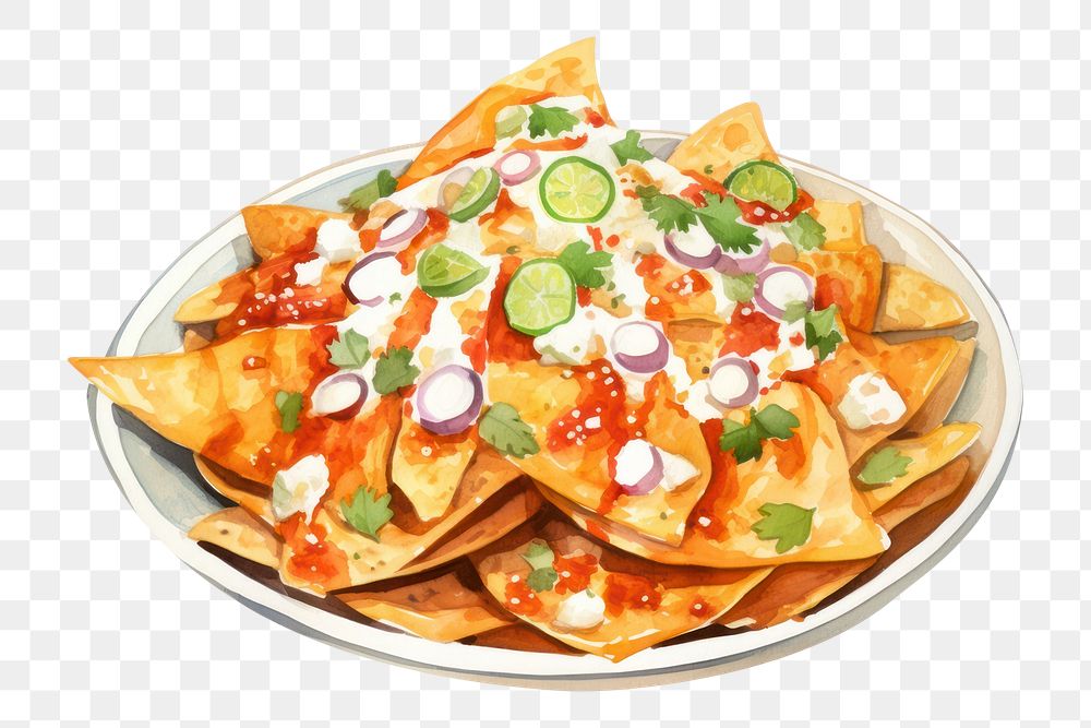 PNG  Mexican Chilaquiles plate food white background. AI generated Image by rawpixel.