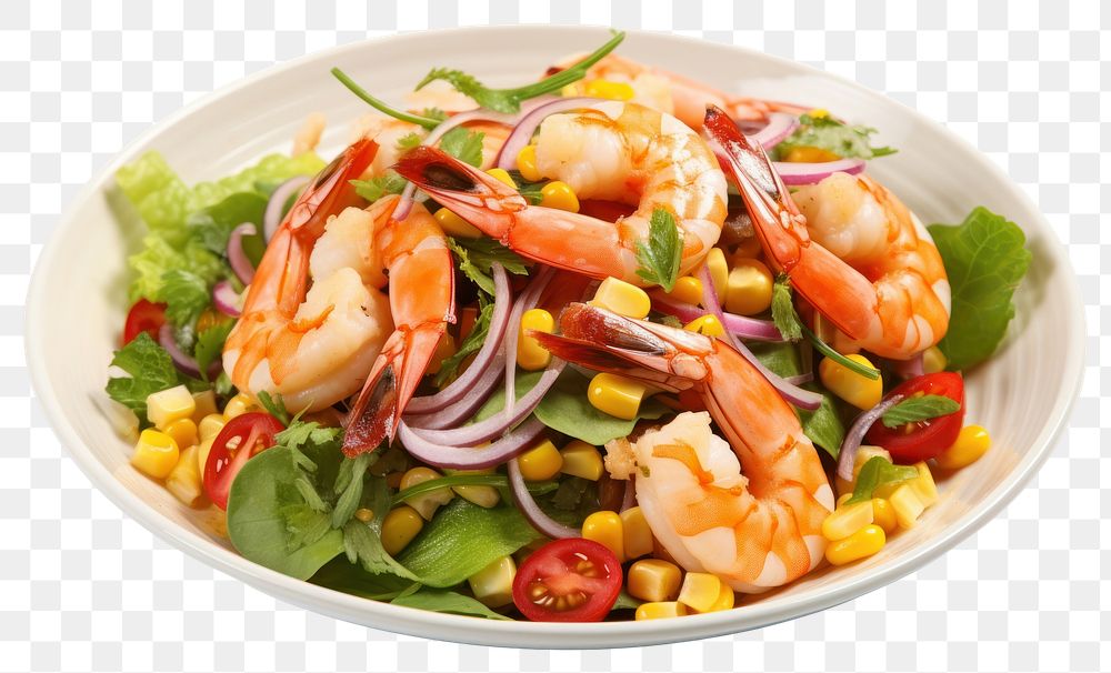 PNG Thai corn salad dish seafood shrimp. AI generated Image by rawpixel.