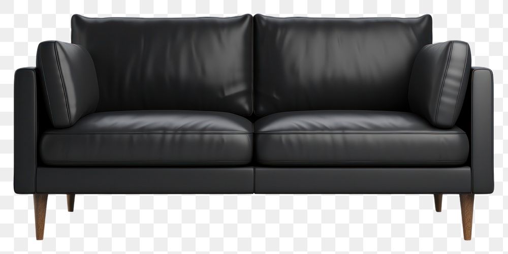 PNG  Minimal black sofa furniture cushion white background. AI generated Image by rawpixel.