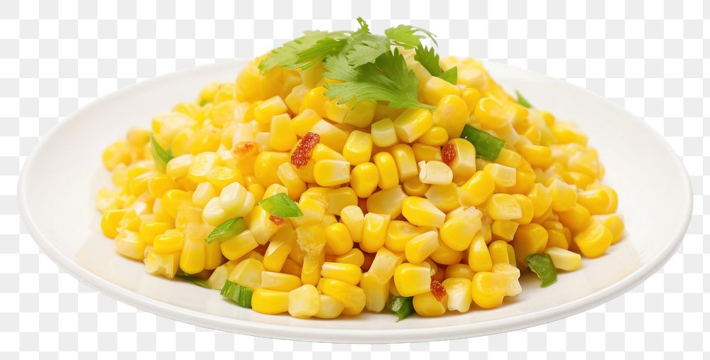 PNG Corn salad plate food white background. AI generated Image by rawpixel.