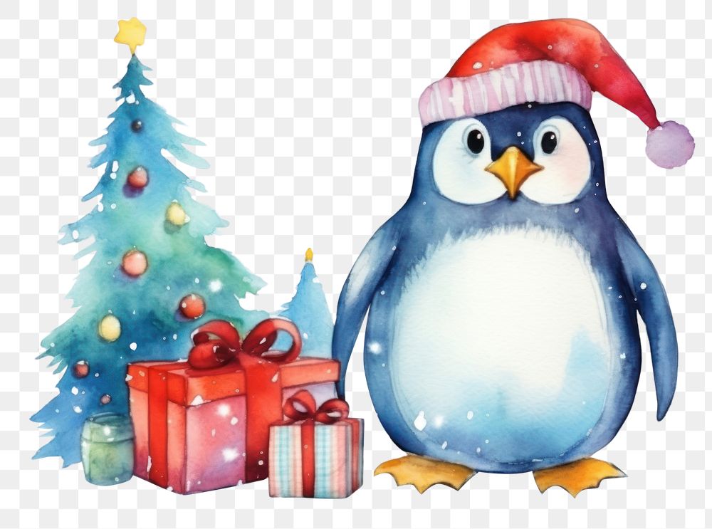 PNG A penguin christmas animal bird. AI generated Image by rawpixel.